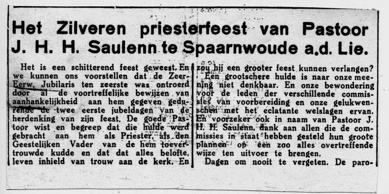 19240815 Het zilveren priesterfeest van Pastoor Saulenn te Spaarnwoude a.d. Lie 1